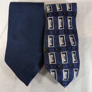 Arrow Trump 2 Set 100% Silk Tie Men's Neck Blue Geometric Pattern Solid